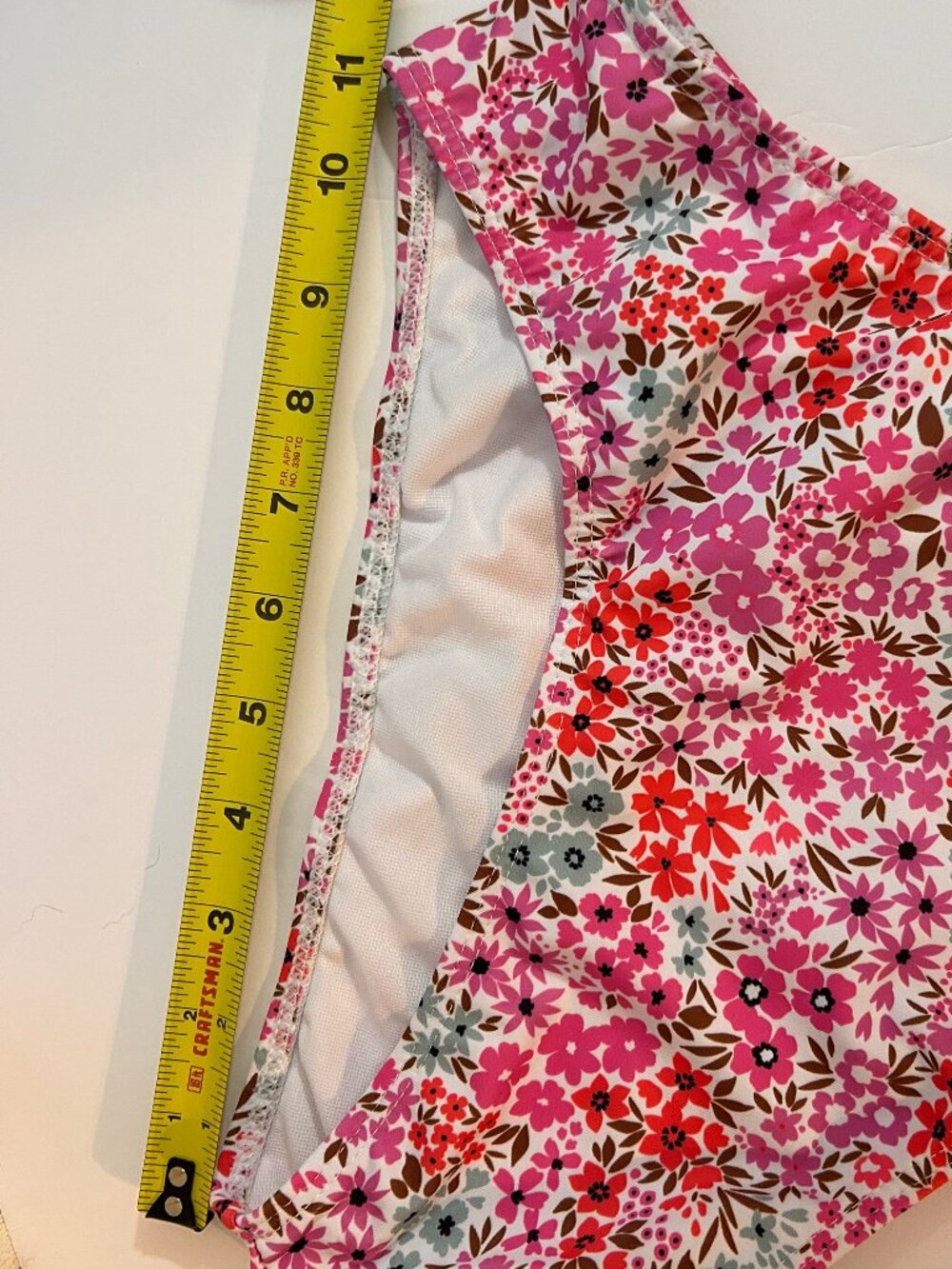 Floral Bikini Size L Pink Orange High-Waisted Ruched Top Retro Cottagecore NWOT - Picture 11 of 13